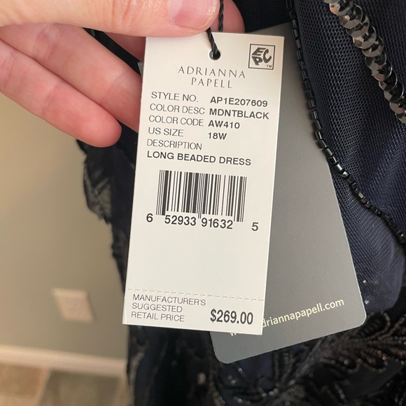 ADRIANNA PAPELL Midnight Blue and Black Beaded Dress - Picture 3 of 6